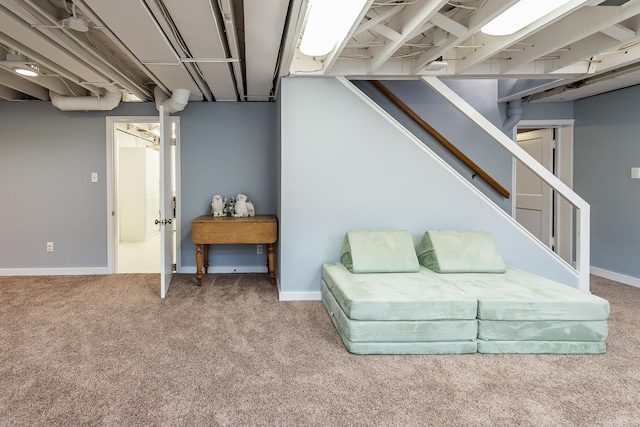2124 Brockman Blvd, Ann Arbor, MI 48104 - finished below grade area featuring carpet, stairs, and baseboards