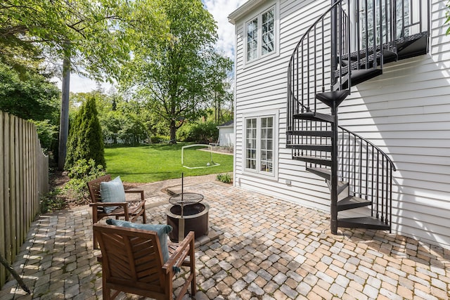 2124 Brockman Blvd, Ann Arbor, MI 48104 - view of patio with a fire pit and stairs