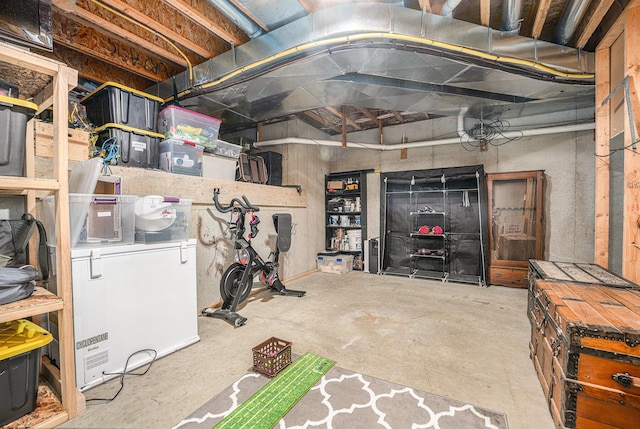 view of unfinished basement