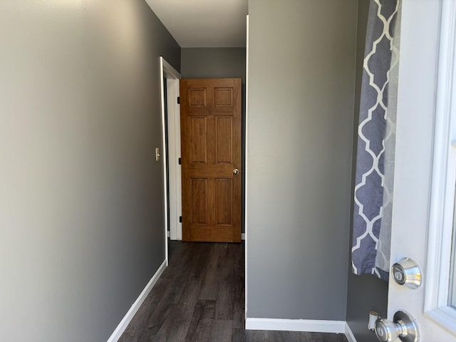 202 Kalamo St, Olivet, MI 49076 - hallway with dark wood-style flooring and baseboards