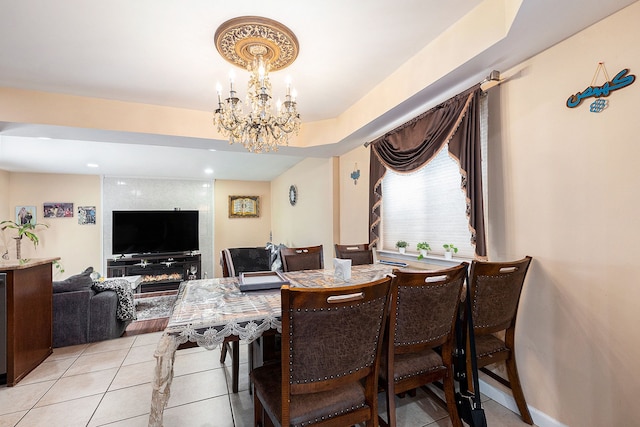 4810 Benjamin Dr, Sterling Heights, MI 48310 - dining area featuring a chandelier and light tile patterned floors