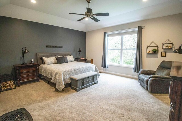 3817 Timber Green Ct, Howell, MI 48843 - bedroom with carpet flooring, baseboards, recessed lighting, and ceiling fan