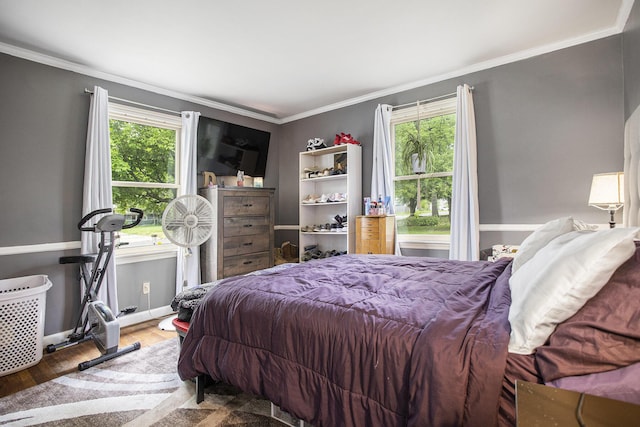 77 S Sprague St, Coldwater, MI 49036 - bedroom with ornamental molding, wood finished floors, and baseboards