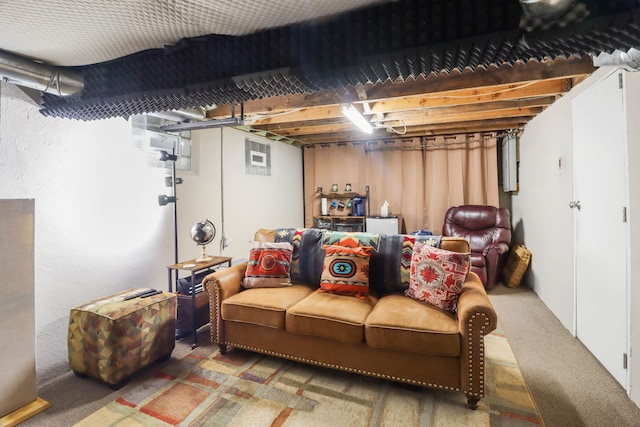 finished basement with carpet floors