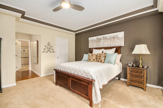 2200 Clearwood, Shelby Twp, MI 48316 - carpeted bedroom featuring crown molding, baseboards, and ceiling fan