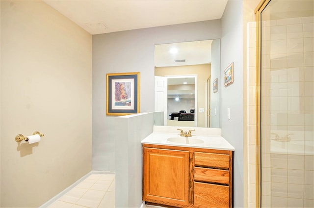 2200 Clearwood, Shelby Twp, MI 48316 - full bathroom with tiled shower, vanity, tile patterned floors, and connected bathroom