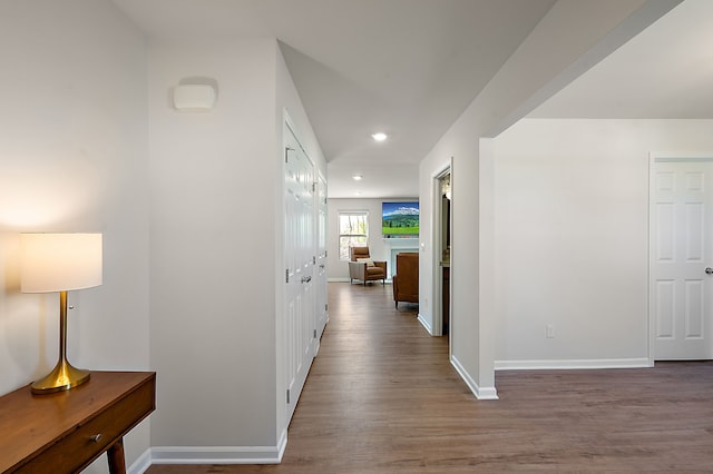 346 Quartz Way, White Lake, MI 48386 - corridor with wood finished floors, baseboards, and recessed lighting