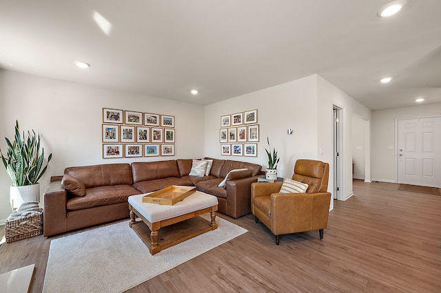 346 Quartz Way, White Lake, MI 48386 - living room featuring light wood-style floors, recessed lighting, and baseboards