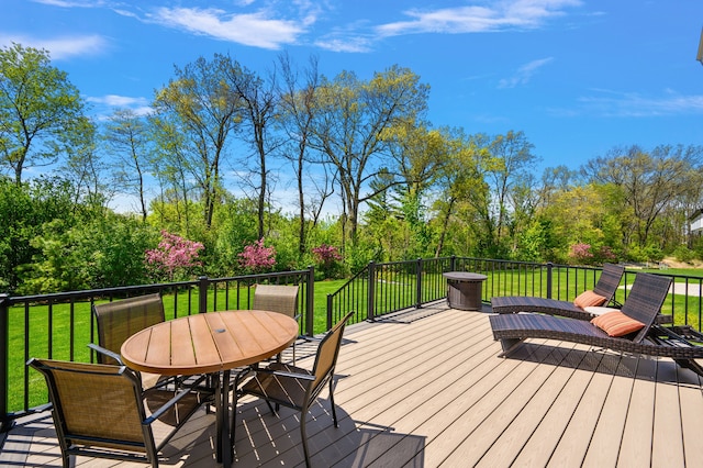 346 Quartz Way, White Lake, MI 48386 - wooden terrace featuring a lawn and outdoor dining space