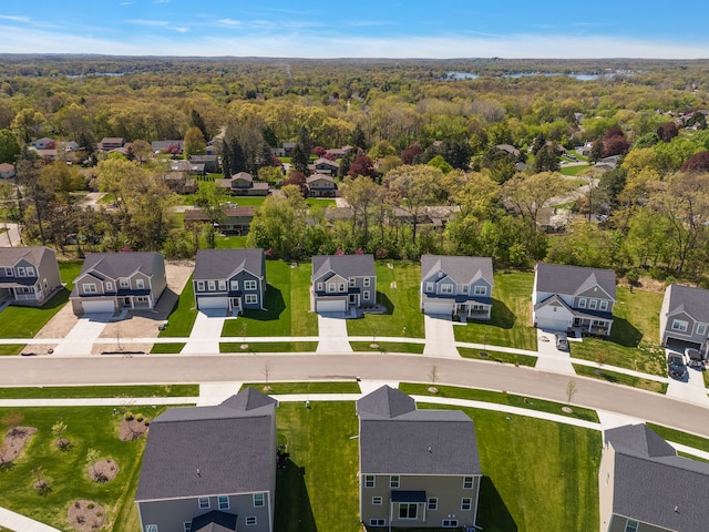 346 Quartz Way, White Lake, MI 48386 - aerial view of residential area featuring a forest