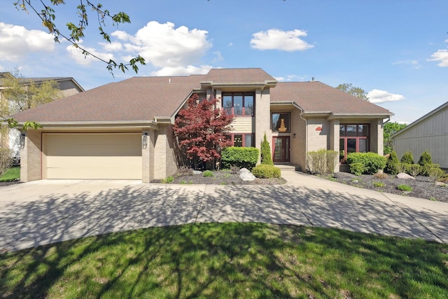 7039 Timberview Trl, West Bloomfield, MI 48322 - view of front of property with brick siding, driveway, and a garage