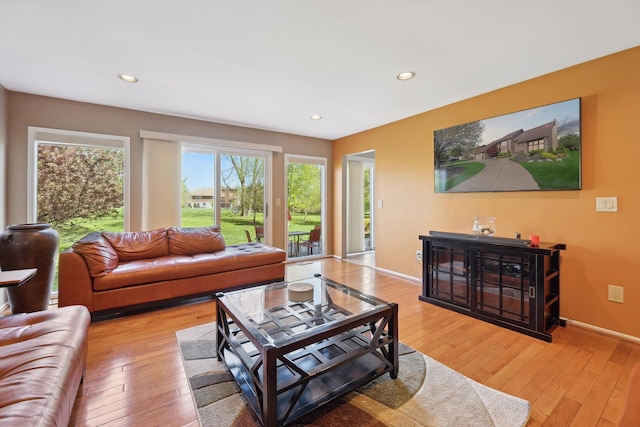 7039 Timberview Trl, West Bloomfield, MI 48322 - living area featuring wood-type flooring, recessed lighting, and baseboards