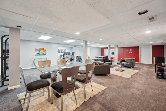7039 Timberview Trl, West Bloomfield, MI 48322 - carpeted dining room with a drop ceiling and recessed lighting