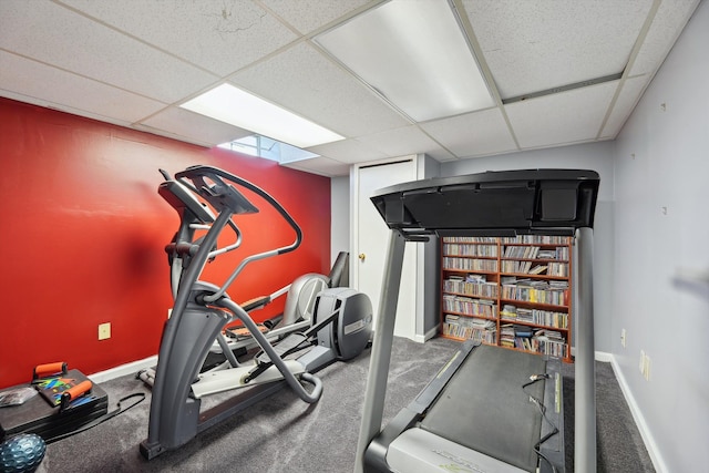 7039 Timberview Trl, West Bloomfield, MI 48322 - exercise area with a drop ceiling and baseboards