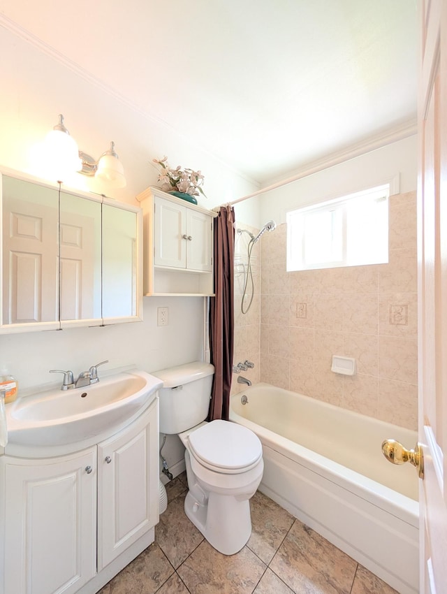 5062 Kendall Dr, Burton, MI 48509 - full bath with toilet, tile patterned flooring, shower / tub combo, and vanity