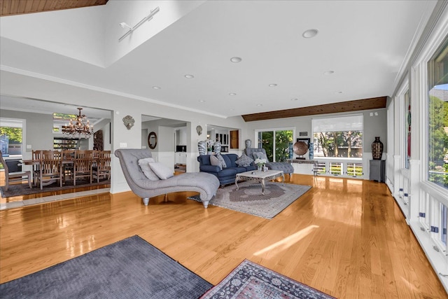 32630 Jefferson Ave, Saint Clair Shores, MI 48082 - living room featuring wood finished floors, a chandelier, and recessed lighting