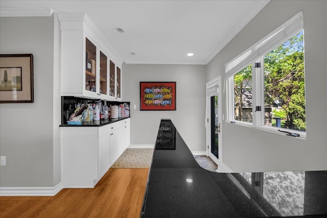32630 Jefferson Ave, Saint Clair Shores, MI 48082 - bar featuring baseboards, light wood-type flooring, recessed lighting, and crown molding