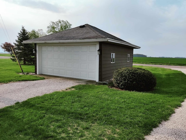 view of detached garage