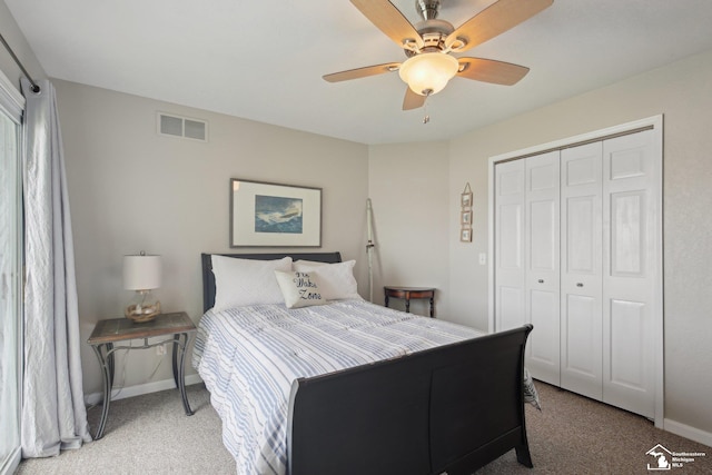 3131 Morin Point St, Erie, MI 48133 - carpeted bedroom with baseboards, a closet, and a ceiling fan