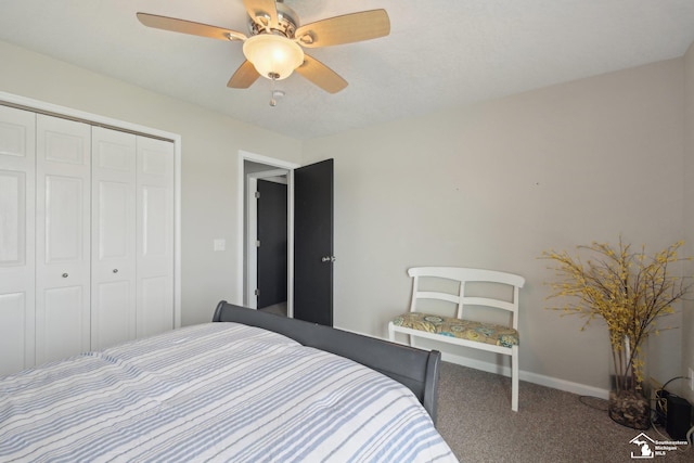 3131 Morin Point St, Erie, MI 48133 - bedroom with carpet, a closet, a ceiling fan, and baseboards