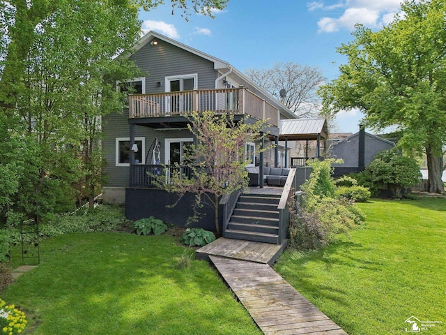 3131 Morin Point St, Erie, MI 48133 - view of front of house with a front yard and a deck
