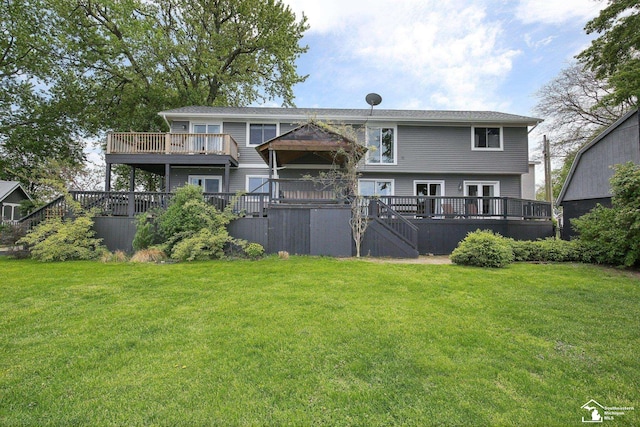 3131 Morin Point St, Erie, MI 48133 - rear view of property featuring a deck, stairway, and a yard