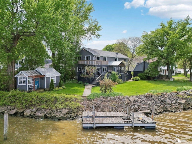 3131 Morin Point St, Erie, MI 48133 - dock featuring a lawn and a water view