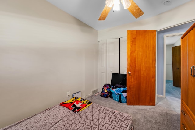 33945 Birchwood St, Westland, MI 48186 - unfurnished bedroom featuring carpet floors, a closet, lofted ceiling, and a ceiling fan