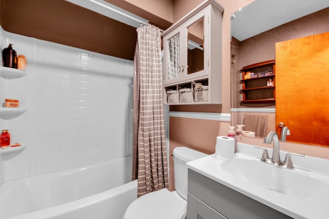 33945 Birchwood St, Westland, MI 48186 - bathroom featuring toilet, shower / bath combination with curtain, and vanity