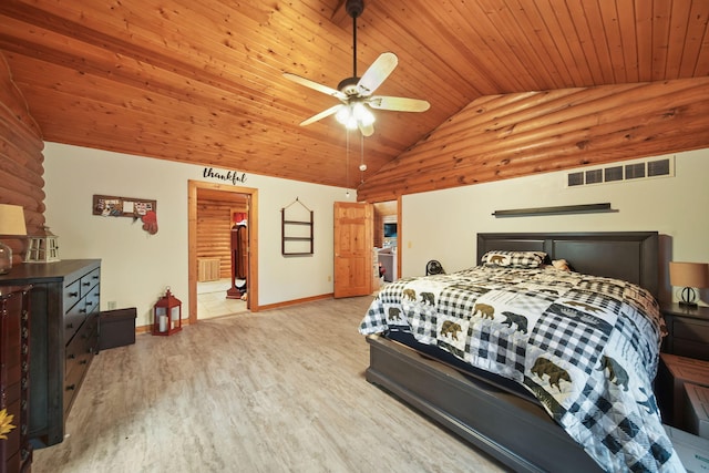 3380 Norvell Rd, Grass Lake, MI 49240 - bedroom with vaulted ceiling, wood ceiling, light wood finished floors, and baseboards