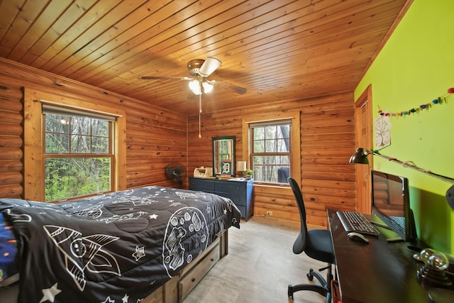 3380 Norvell Rd, Grass Lake, MI 49240 - bedroom featuring wooden ceiling and rustic walls