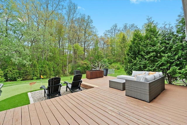 2694 Driftwood Dr, Waterford, MI 48329 - deck featuring outdoor lounge area and a lawn