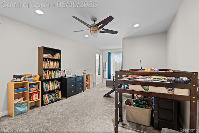24516 Cavendish Ave E, Novi, MI 48375 - carpeted bedroom featuring recessed lighting, a ceiling fan, and baseboards