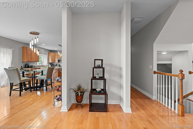 24516 Cavendish Ave E, Novi, MI 48375 - hall featuring light wood-type flooring and baseboards