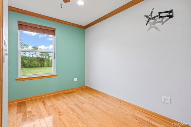 367 116th Ave, Martin, MI 49070 - unfurnished room with ornamental molding, wood finished floors, baseboards, recessed lighting, and ceiling fan