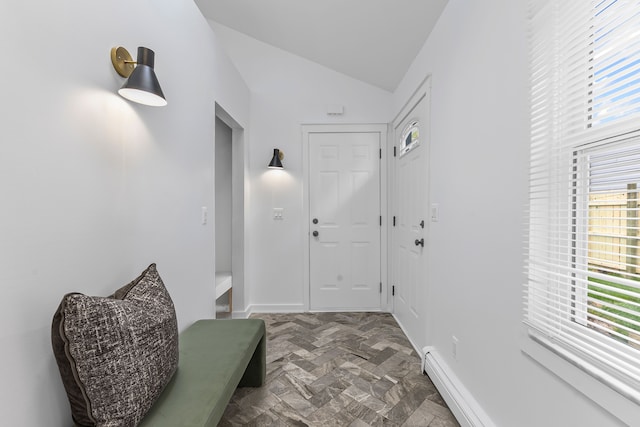 22432 Maple St, Saint Clair Shores, MI 48081 - corridor featuring lofted ceiling and baseboards