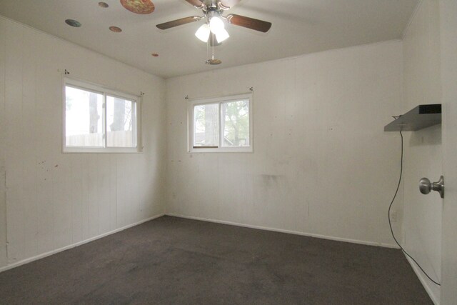 4521 Columbus St, Wayne, MI 48184 - spare room featuring dark carpet, a ceiling fan, and baseboards