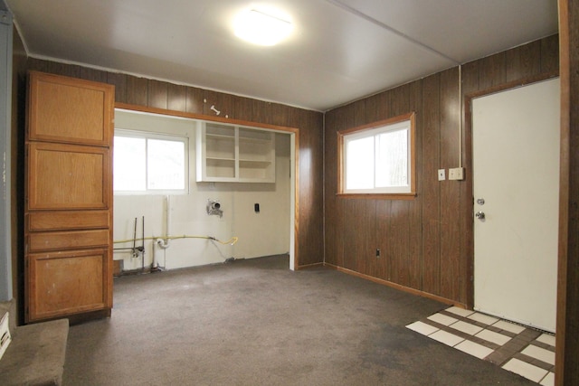 4521 Columbus St, Wayne, MI 48184 - interior space featuring healthy amount of natural light, wood walls, and carpet