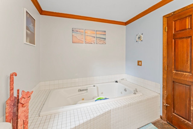 8277 Mccandlish Rd, Grand Blanc, MI 48439 - full bathroom featuring ornamental molding and a whirlpool tub