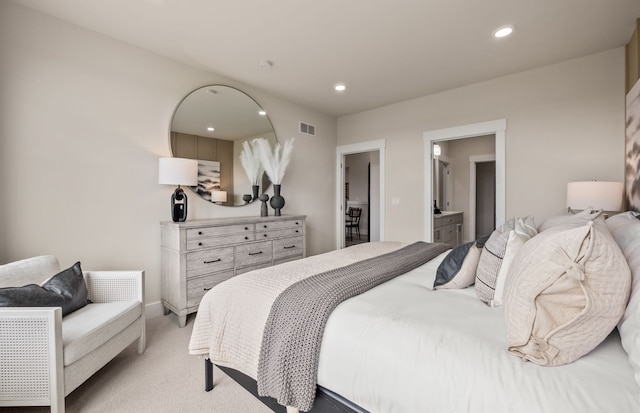 3048 Sheffield Cir, Clarkston, MI 48346 - bedroom with light carpet, recessed lighting, and ensuite bath