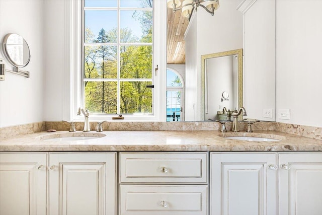47130 Blue Star Hwy, Covert, MI 49043 - full bathroom with healthy amount of natural light and double vanity