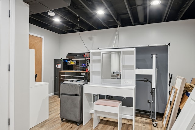 office area with light wood finished floors