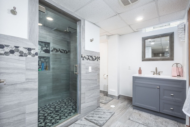 12848 E 14 Mile Rd, Warren, MI 48088 - bathroom featuring a stall shower and vanity