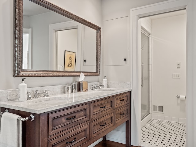 404 Linden Rd, Birmingham, MI 48009 - full bathroom with double vanity and a shower with shower door
