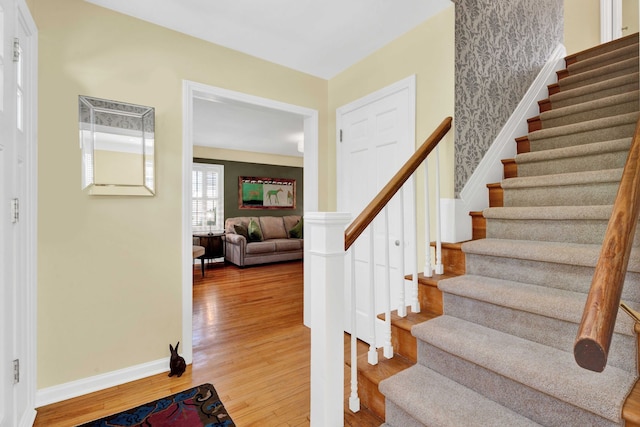 950 W Lincoln St, Birmingham, MI 48009 - staircase with wood finished floors and baseboards