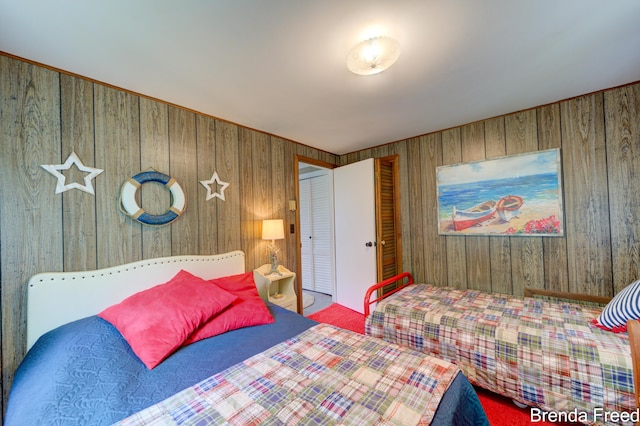 2551 Mayo Dr, Fremont, MI 49412 - bedroom with carpet and wooden walls