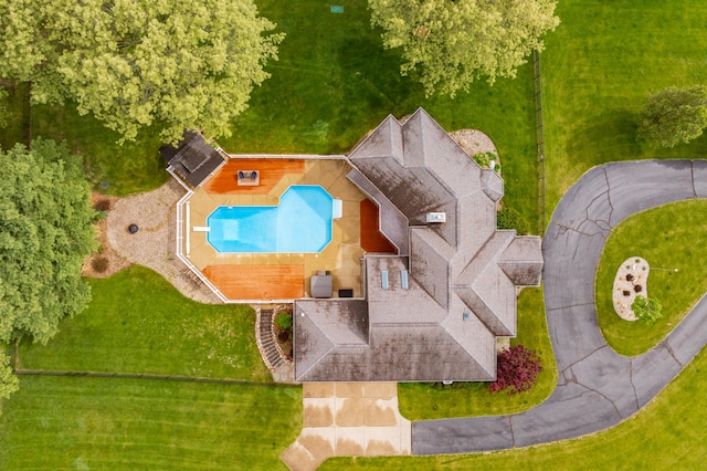 aerial view of a pool