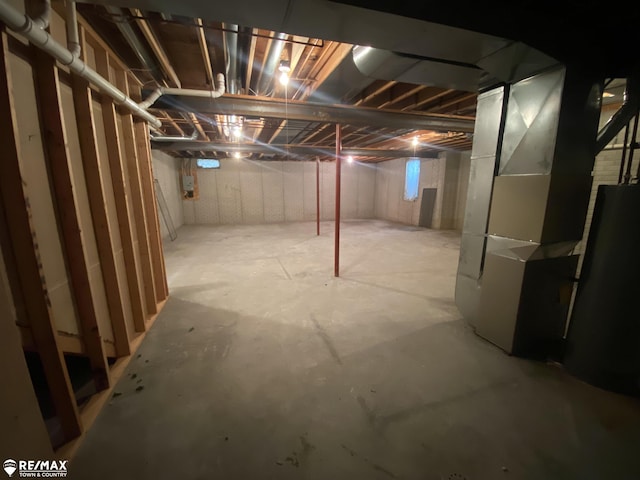 basement with heating unit