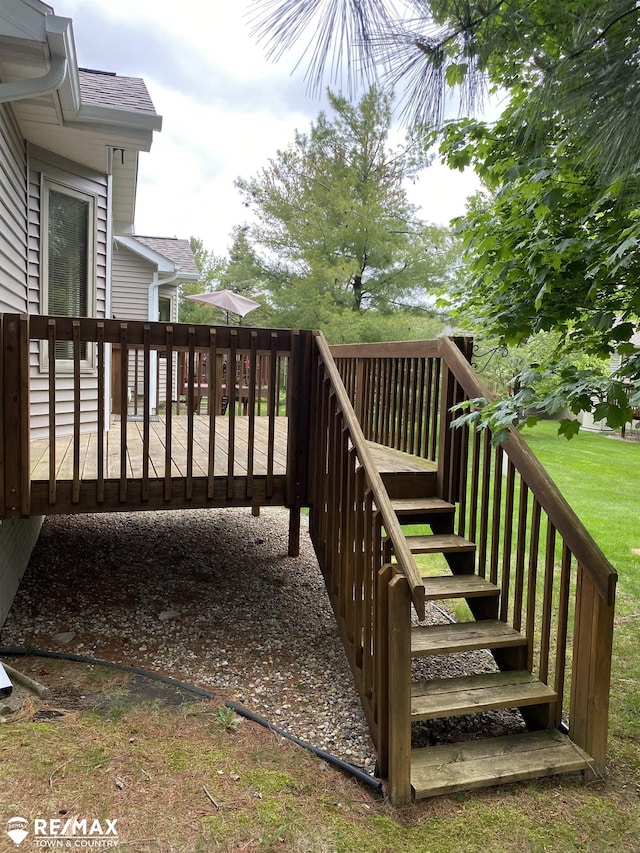wooden terrace with stairs