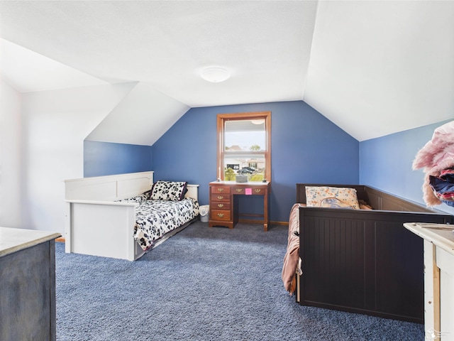 5015 Piehl Rd, Ottawa Lake, MI 49267 - bedroom with carpet floors and vaulted ceiling